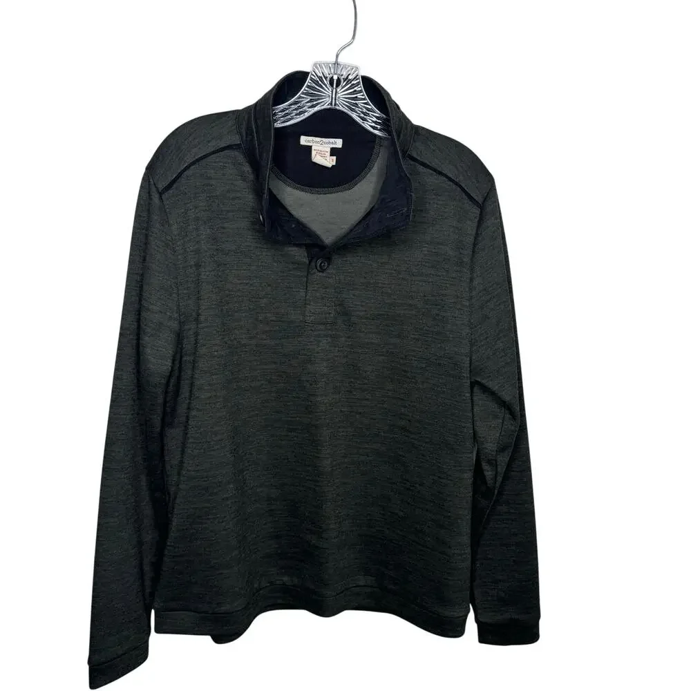 carbon2cobalt Men’s Long Sleeve Button Neck Pullover Dark Green Size S Casual‎